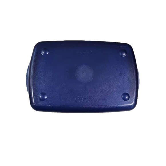 Tupperware Vent 'N Serve 6 Cup Rectangle Blue Shallow Casserole Container Clean - Picture 3 of 5